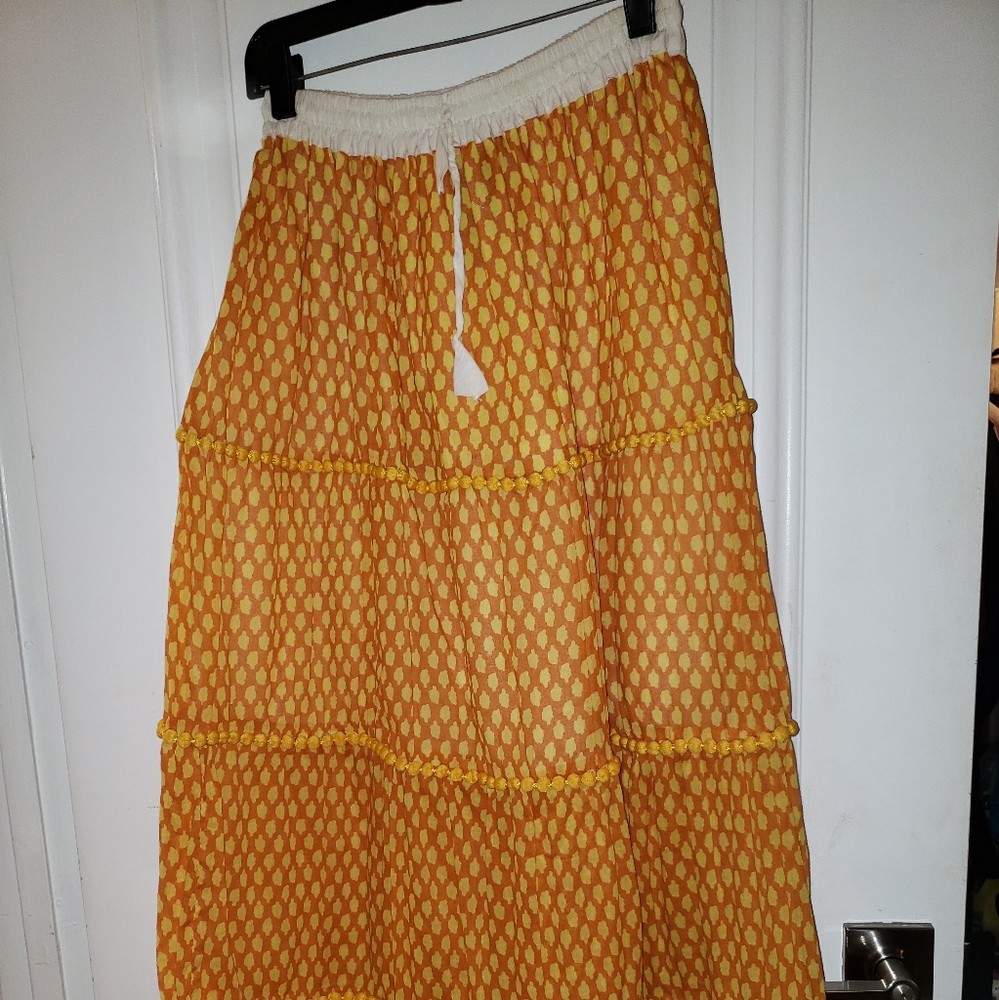 Yellow and white long skirt